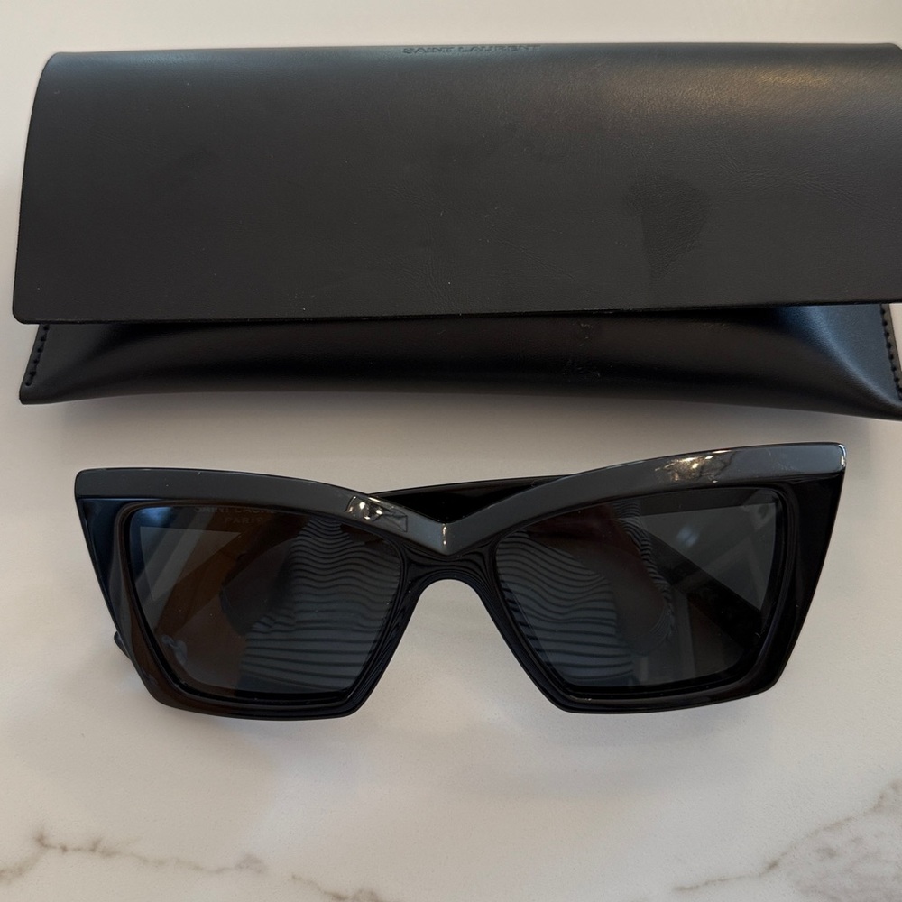 Saint Laurent Black Cat-Eye Sunglasses with Case